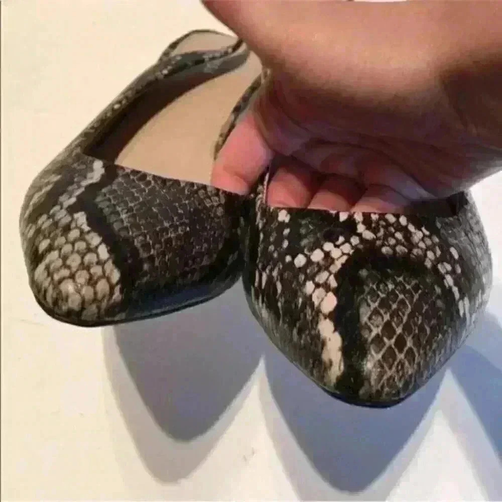 Express Heels Snakeskin Print Pointy Toe Slingback - image 7